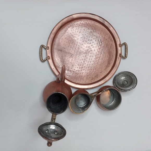 Vintage Hammered Copper 4 Piece Tea Set Complete - Picture 3 of 9
